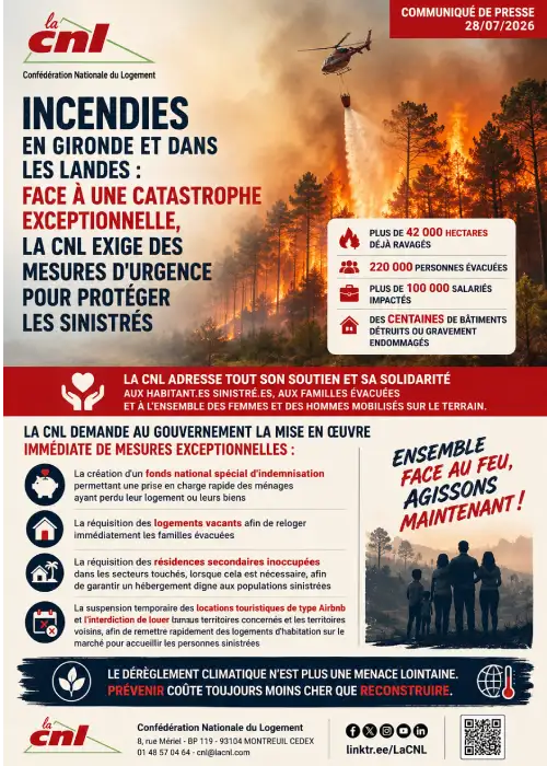 Incendies en Gironde et dans les Landes, la CNL demande des mesures d'urgence