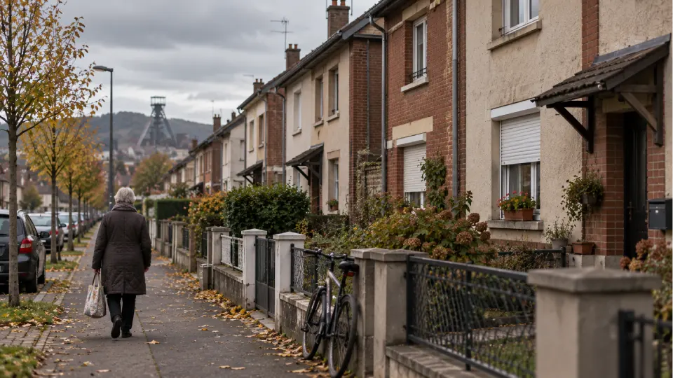 Maisons ouvrières d'une cité minière du bassin houiller en Moselle, près de Forbach